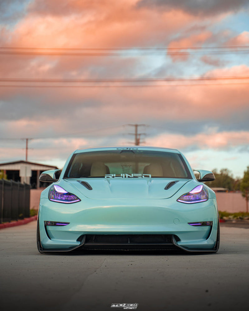 Tesla Model 3 Pre Pregged Carbon Fiber Front Lip V2 2019-2023